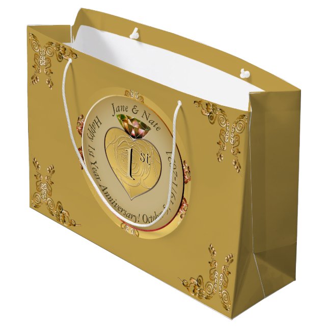 1st or 50th Golden Ochre Gift Bag (Back Angled)