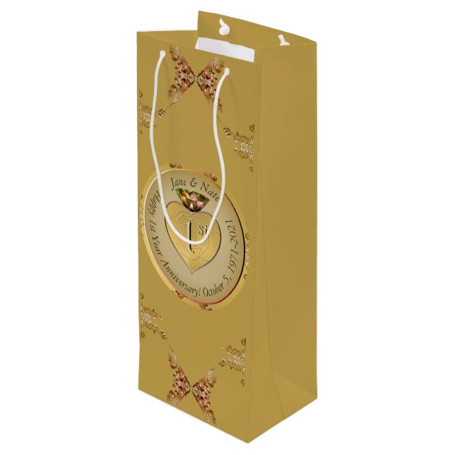 1st or 50th Golden Ochre Gift Bag (Back Angled)