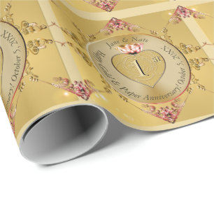 1st or 50th Golden Ochre Wedding Anniversary Wrapping Paper