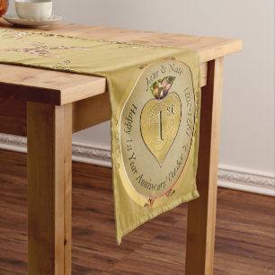 1st or 50th Golden Wedding Anniversary  Short Table Runner
