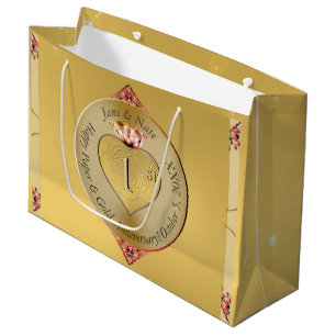 1st or 50th Wedding Anniversary Golden  Large Gift Bag