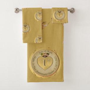 1st or 50th Wedding Anniversary Golden Ochre Towel