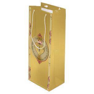 1st or 50th Wedding Anniversary Golden  Wine Gift Bag