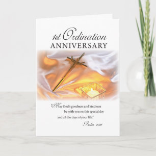 1st Ordination Anniversary, Cross Candle Card