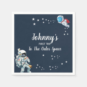 1st Outer Space Trip Watercolor 1st birthday Napkin