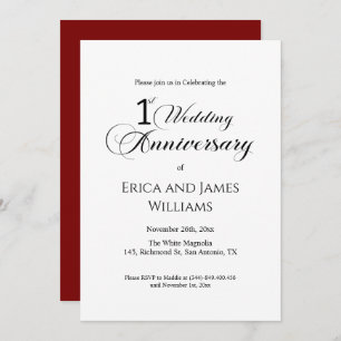 1st Paper Wedding Anniversary Elegant Script Invitation