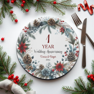 1st Paper Wedding Anniversary Elegant Winter Plate