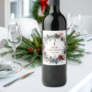 1st Paper Wedding Anniversary Elegant Winter Wine Label