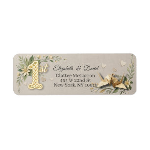 1st Paper Wedding Anniversary Floral Cranes Couple