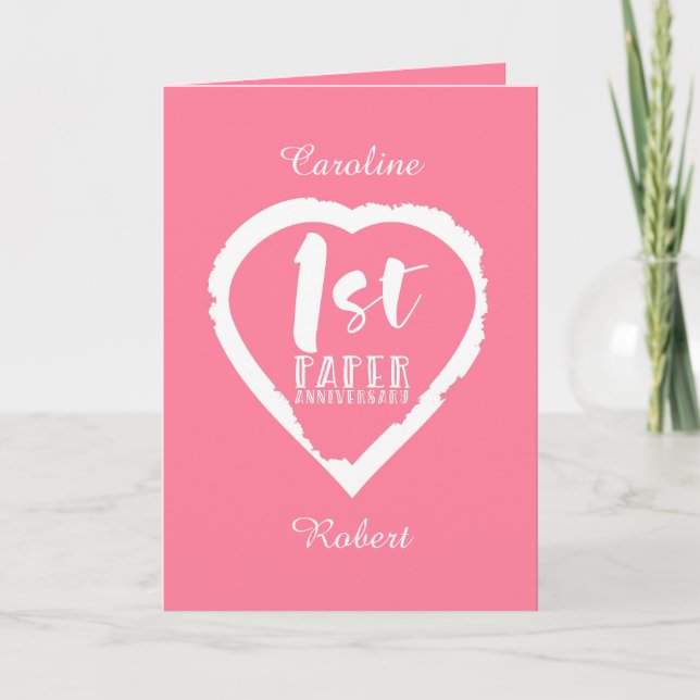 1ST paper wedding anniversary heart Card (Front)