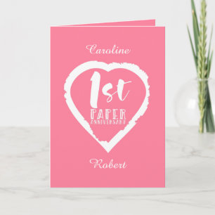 1ST paper wedding anniversary heart Card