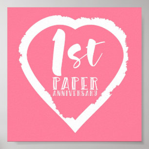 1ST paper wedding anniversary heart Poster