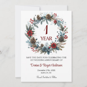 1st Paper Wedding Anniversary Winter Save The Date