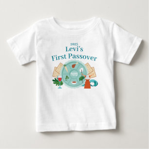 1st Passover Blue Custom Boy Name Year Baby T-Shirt
