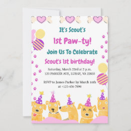 1st PAW-TY! First Birthday  Invitation