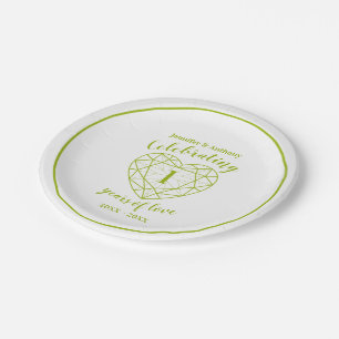 1st peridot green wedding anniversary party plates