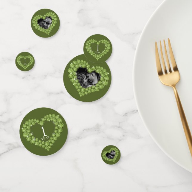 1st peridot wedding anniversary heart green photo confetti (Group)