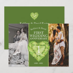 1st peridot wedding anniversary now then photo invitation