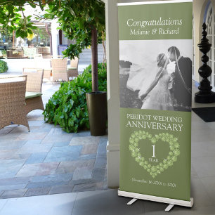 1st Peridot wedding anniversary photo heart Retractable Banner