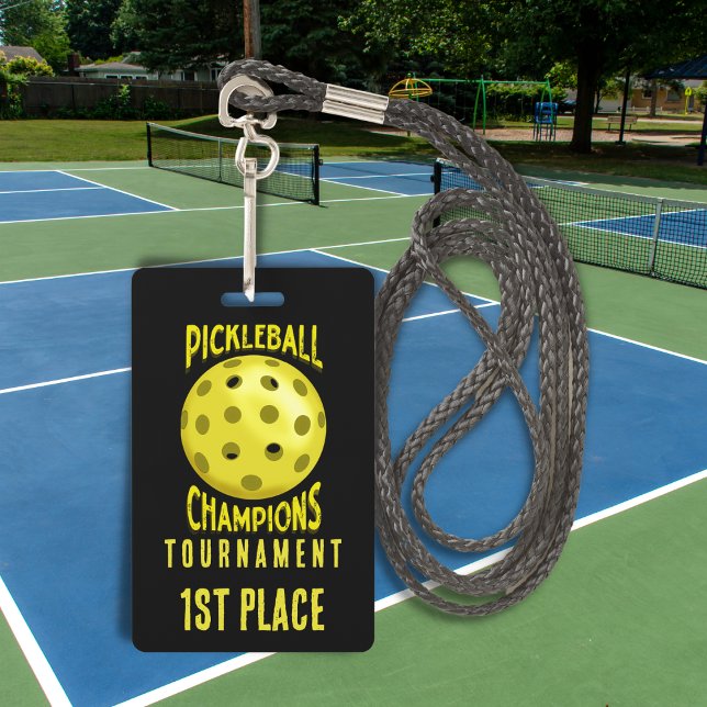 1st Place Black Yellow Pickleball Tournament Badge ID Badge (Creator Uploaded)