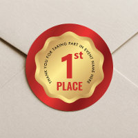 1st Place Event Medal Winner Sticker Red & Gold