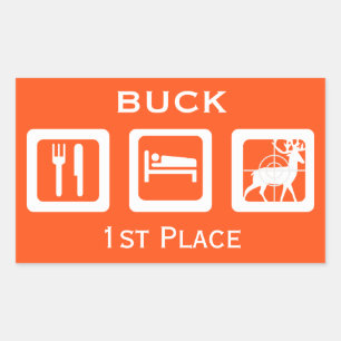 1st Place Orange Deer Crosshairs Hunting Rectangular Sticker