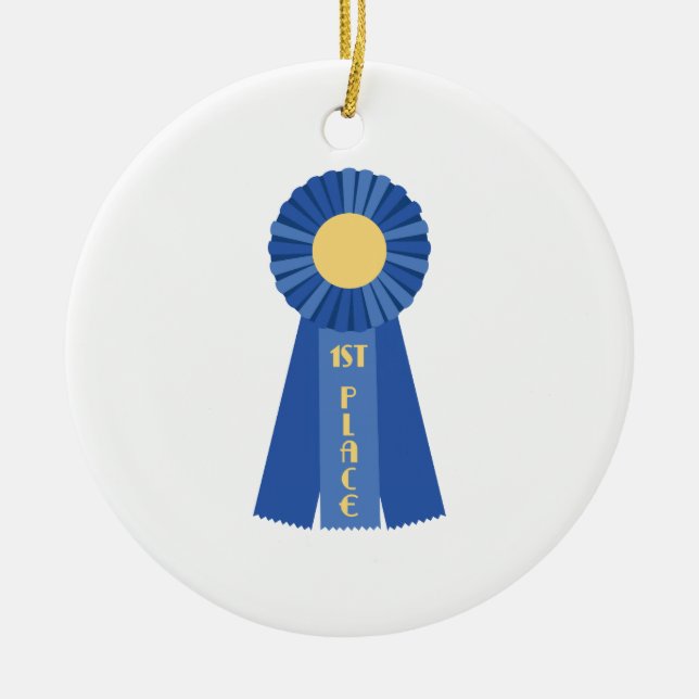1st Place Ribbon Ceramic Tree Decoration (Front)