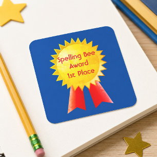 1st Place Spelling Bee Homeschool Award Square  Sticker