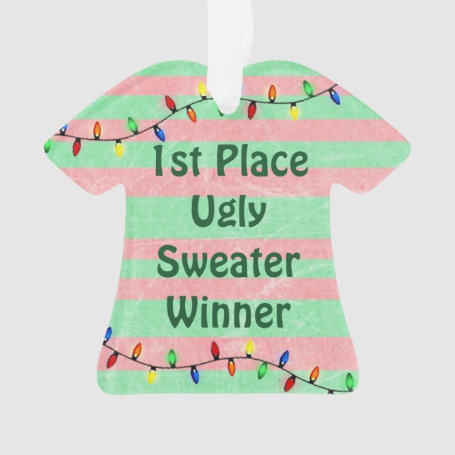 1st Place Ugly Sweater Christmas Ornament (Front)