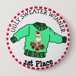1st Place Ugly Sweater Winner Christmas Contest 10 Cm Round Badge