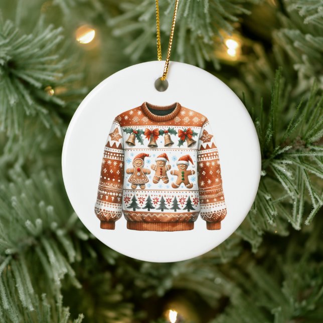 1st Place Winner Ugly Sweater Contest Gingerbread Ceramic Tree Decoration (Tree)
