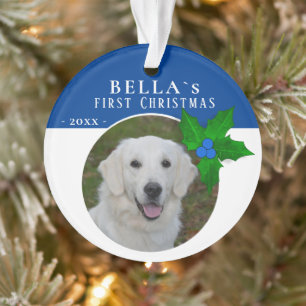1st Puppy`s Christmas Holly Berry Dog Pet Photo Ornament