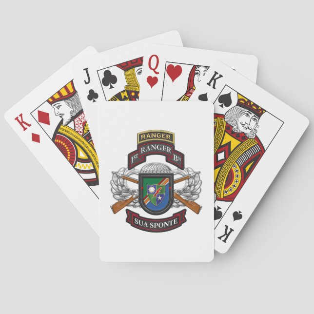 1st Ranger Battalion BERET FLASH DUI SSI RANGER T- Playing Cards (Back)