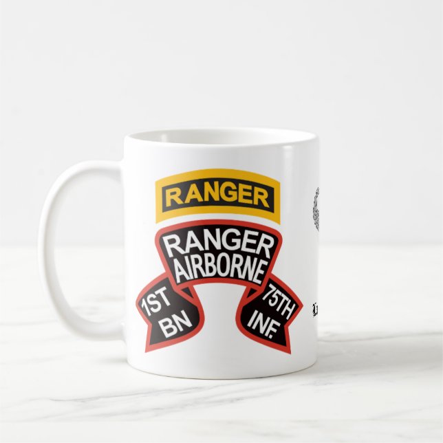 1st Ranger BN old-style scroll & tab, combat jump Coffee Mug (Left)