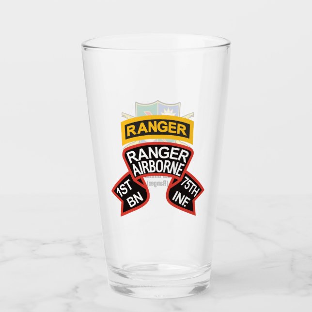 1st Ranger BN old-style scroll with tab Beer Glass (Front)