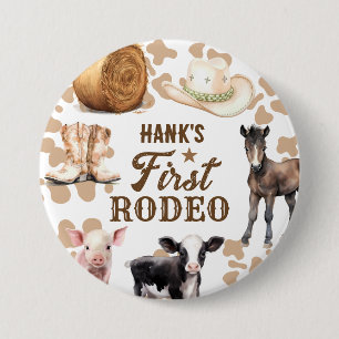 1st Rodeo Birthday Boy Western 7.5 Cm Round Badge