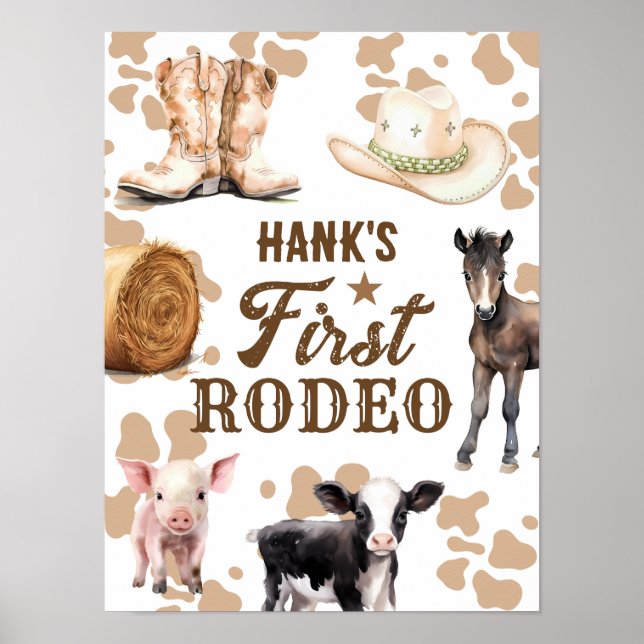 1st Rodeo Birthday Boy Western Poster (Front)