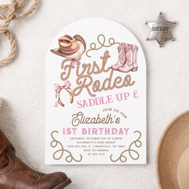 1st Rodeo Birthday Pink Girls First Birthday Invitation (1st Rodeo Birthday Pink Girls First Birthday Invitation)