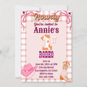 1st Rodeo Cowgirl Theme Birthday Invitation
