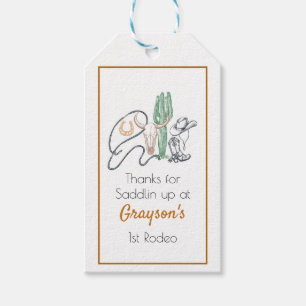 1st Rodeo, First Rodeo Birthday, Cowboy Birthday Gift Tags