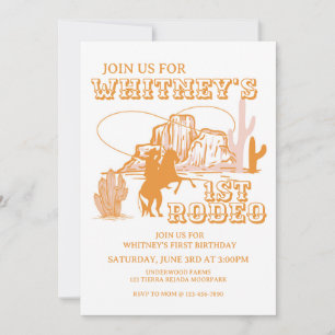  1st Rodeo, First Rodeo Birthday, Cowgirl Birthday Invitation