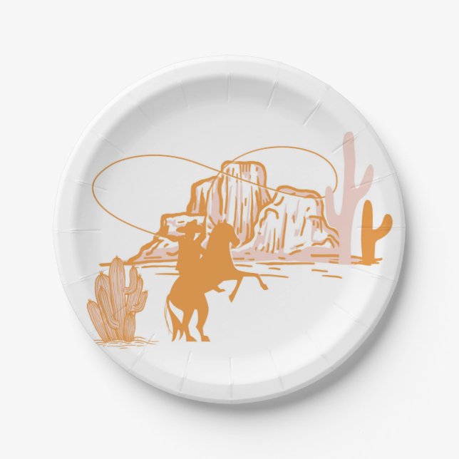  1st Rodeo, First Rodeo Birthday, Cowgirl Birthday Paper Plate (Front)