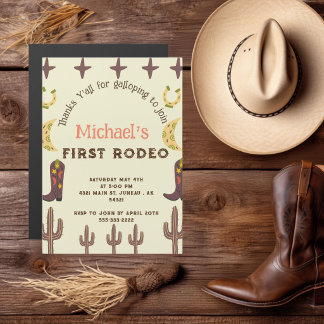 1st Rodeo Western Party Country Birthday Magnetic Invitation