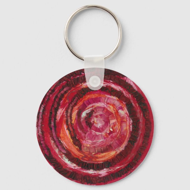1st-Root Chakra Red Spiral Artwork #2 Key Ring (Front)