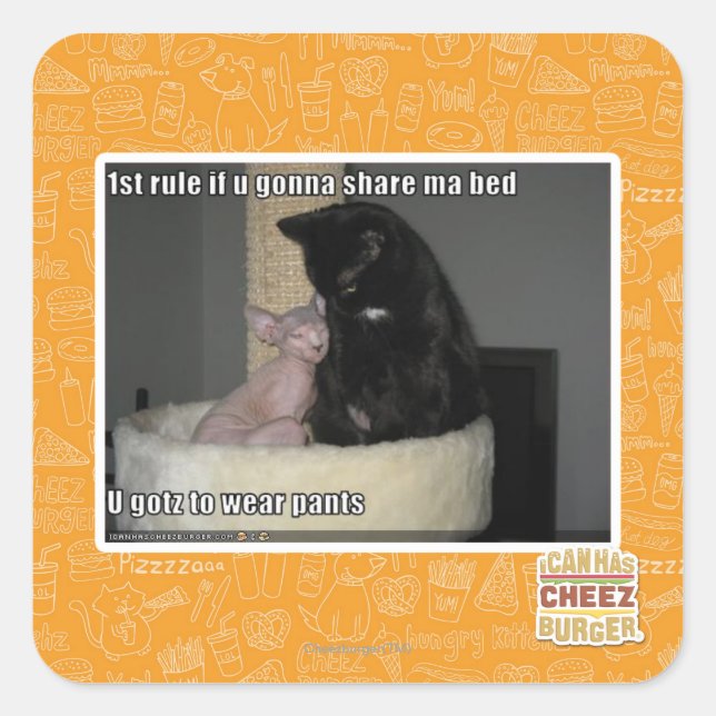 1st rule if u gonna share ma bed square sticker (Front)