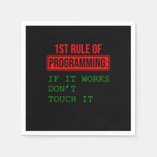 1st Rule Of Programming Programmer Coder Gift Napkin