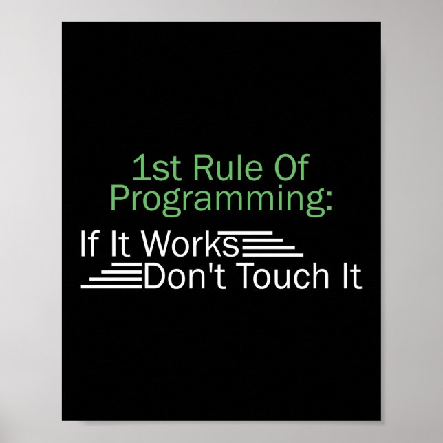 1st Rule Of Programming Programmer Coding Poster (Front)