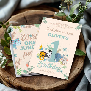 1st Safari Adventure Birthday Party for Boys. Invitation