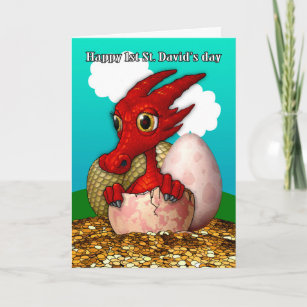 1st Saint David's Day With Newly Hatched Welsh Dra Card