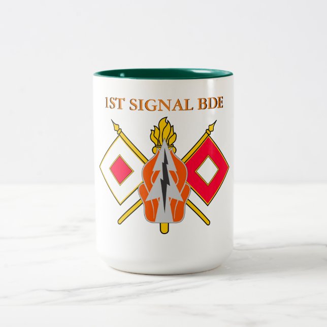 1ST SIGNAL BRIGADE  Two-Tone COFFEE MUG (Center)